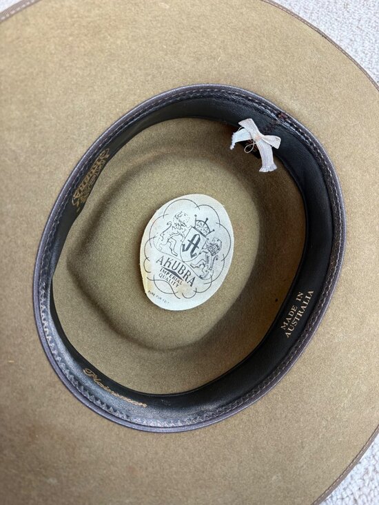 Akubra Imperial Quality Pure Fur Felt Outback Hat Tan Brown Size 56 Australia main image 6